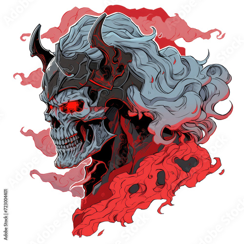 illustration of a scary devil's head, very suitable for tattoo designs and t-shirt screen printing