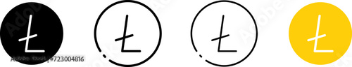 Ltc coins icon set. Litecoin set. Linear style. Vector icons