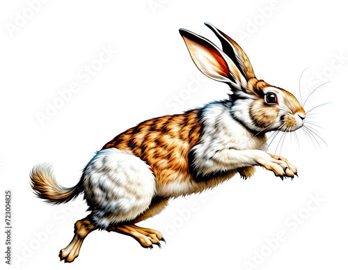 A running hare on a white background, isolated © Svetlana
