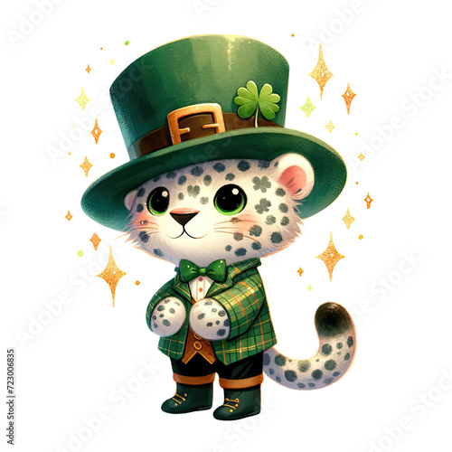 Animals st.patick day,  little pet, tiger, bear owl, clover  photo