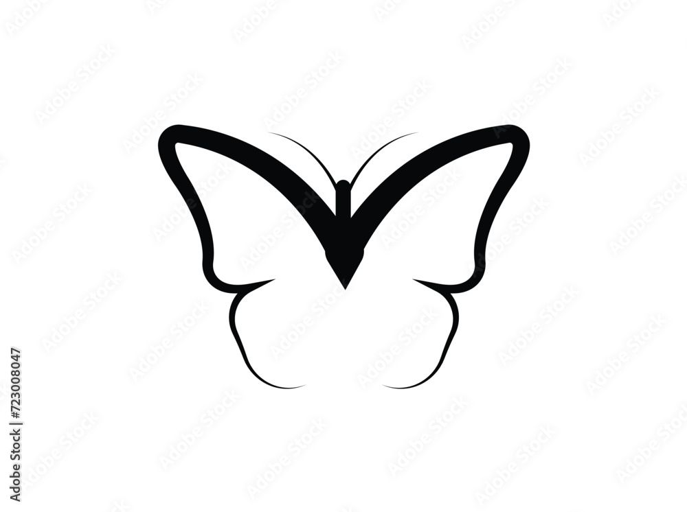 Abstract modern pattern of butterfly contours on white background for decoration design. Design element black butterfly. Full view vector icon and logo design. Abstract modern pattern of butterfly contours on white background for decoration design. Design element black butterfly. Full view vector icon and logo design.