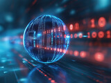 Cyber earth globe digital technology binary coding datum communication connection cyberspace illustration