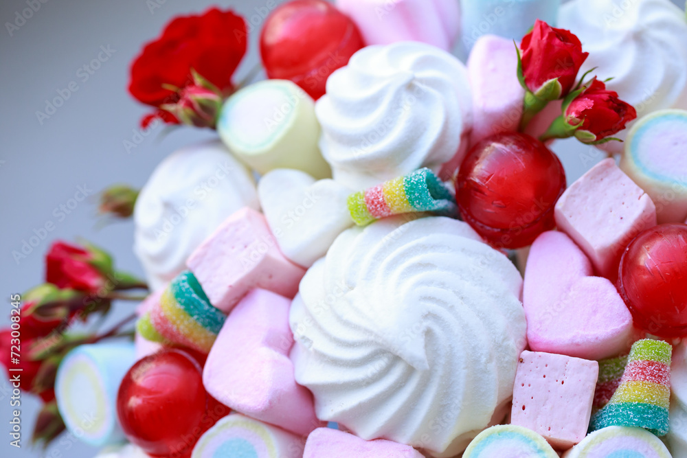 background of marshmallows and caramel background of marshmallows and caramel