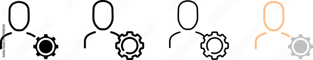 Character settings button icons. Silhouette, linear, and flat style. Vector icons. Character settings button icons. Silhouette, linear, and flat style. Vector icons.