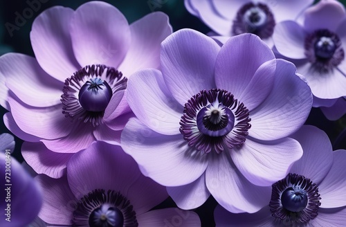 Purple anemone on a white watercolor background photo
