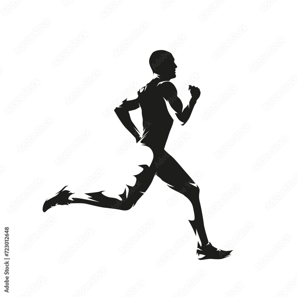 Run, running man isolated vector silhouette, side view