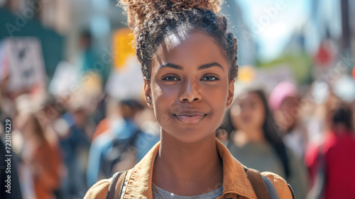 Woman Standing in Front of a Crowd at Mental Health Awareness Event