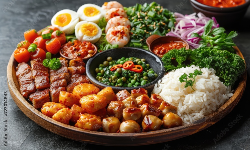 a_round_board_with_different_asian_food a_round_board_with_different_asian_food