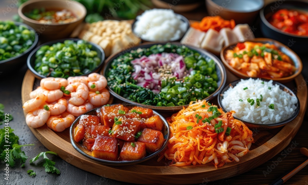a_round_board_with_different_asian_food