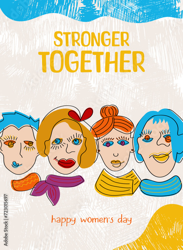 Colored poster with text Stronger Together