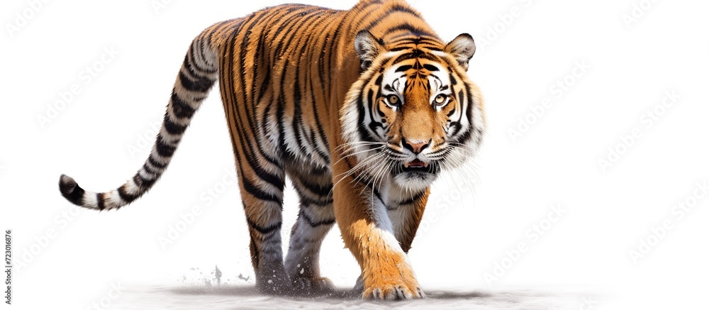 Close-up of a Malayan tiger. white background