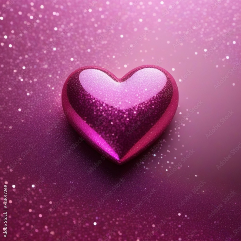 Purple shiny glittery heart background for valentine day