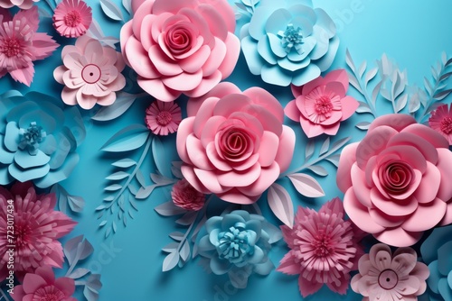 Woman s day background in paper style. woman s day background with flower and leaves.