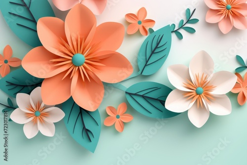 Woman's day background in paper style. woman's day background with flower and leaves. © Sabina Gahramanova