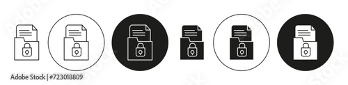 Confidential Project flat line icon collection. Confidential Project set in black and white color vector