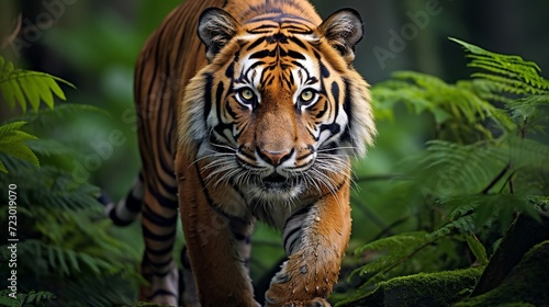 Close-up of a Malayan tiger. photo