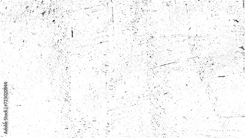 Grunge texture overlay with rough and fine grains isolated on white background. Abstract vector noise. Small particles of debris and dust. Distressed uneven background.  Vector illustration.