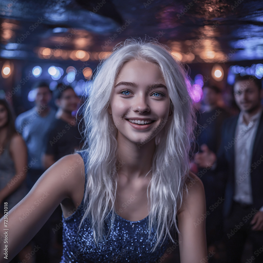Beautiful girl in a nightclub.
