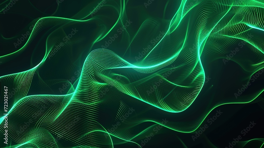 A green layered composition with crashing wave and leaf close-ups on dark background. A green layered composition with crashing wave and leaf close-ups on dark background.