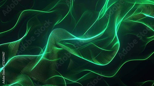 A green layered composition with crashing wave and leaf close-ups on dark background.