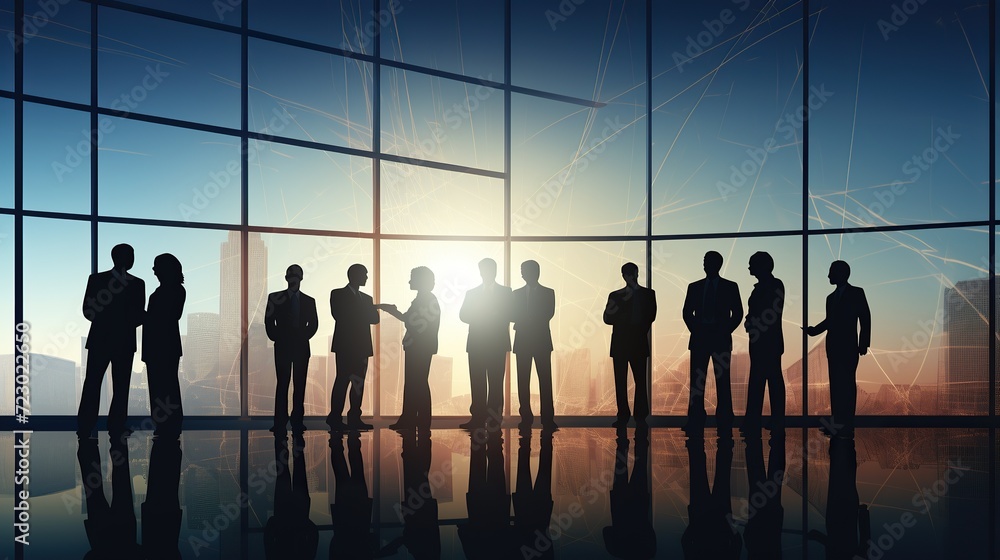 Business Group silhouettes. Concept of people Walking in the office. Discussion Meeting Concept, Entrepreneur Company Relations, Business Group silhouettes. Concept of people Walking in the office. Discussion Meeting Concept, Entrepreneur Company Relations,