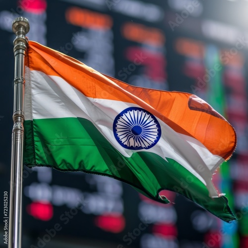 indian flag with stock market background