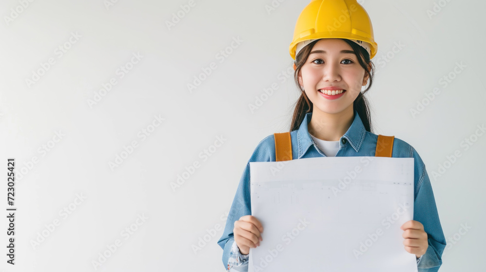japan engineer hold blank paper with copy space japan engineer hold blank paper with copy space
