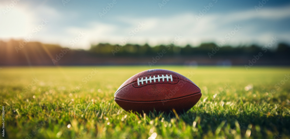 American football Ball green field in American football stadium American football Ball green field in American football stadium