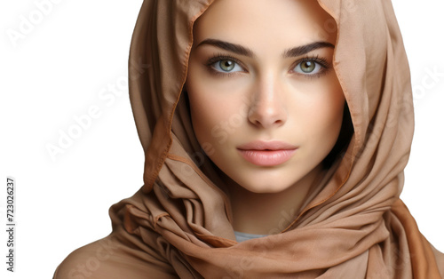 A Portrait of a Woman in Niqab isolated on a white background