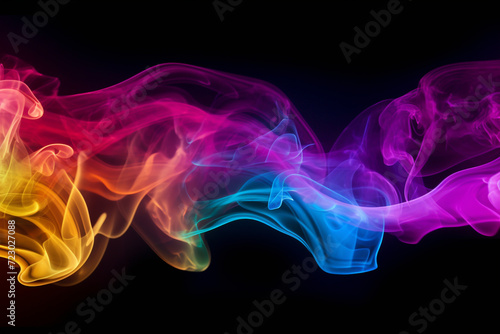 Abstract colourful smoke in motion. Smoke, Cloud of cold fog in black background. Light, white, fog, cloud, black background
