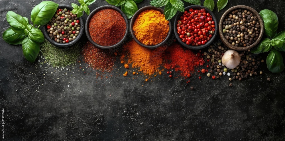 various_spices_and_food_on_a_black_backgroun