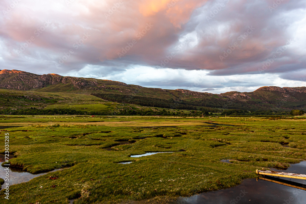 Little Loch Broom at sunset,An Teallach, dundonnell, scottish highlands