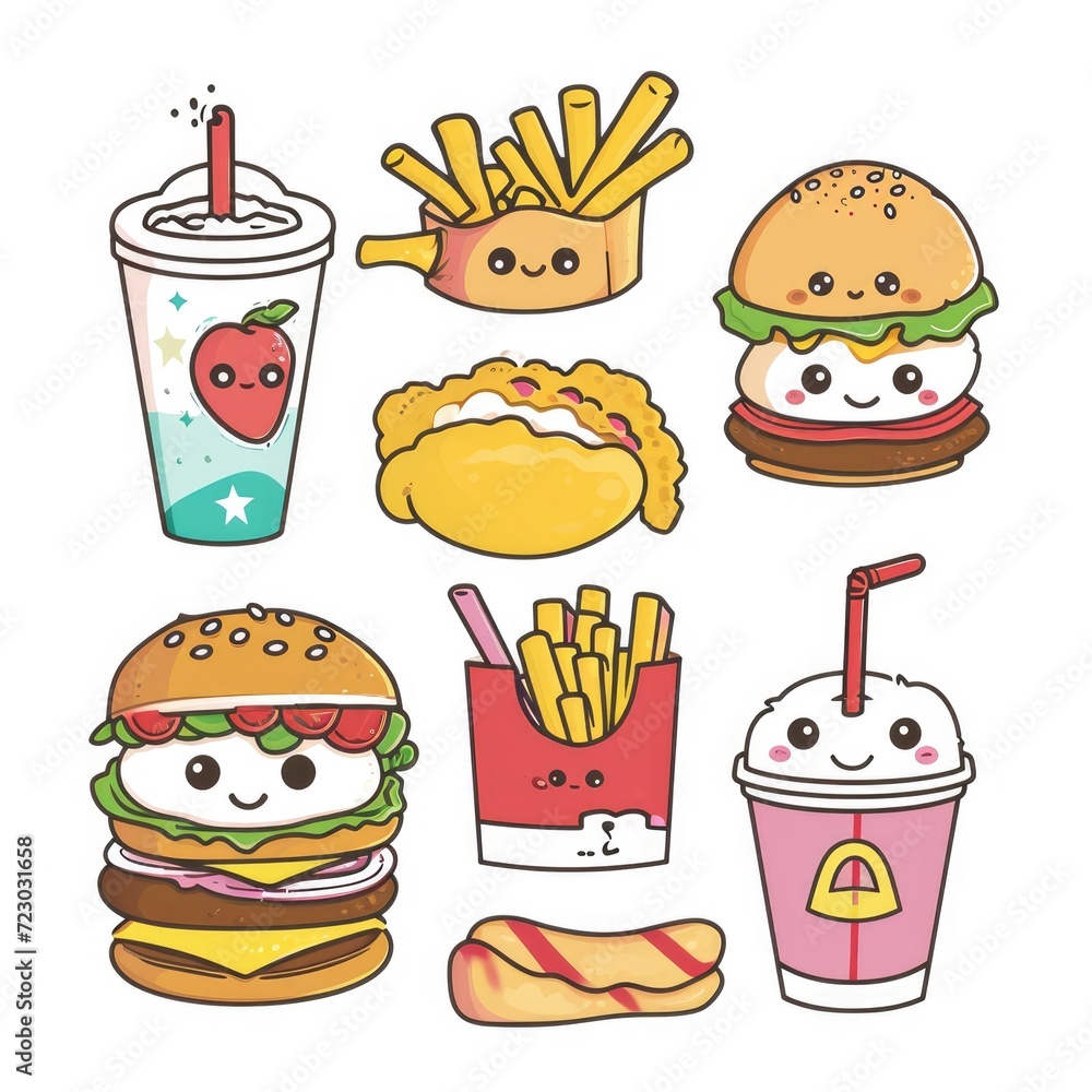 Set of food various style cartoon Set of food various style cartoon