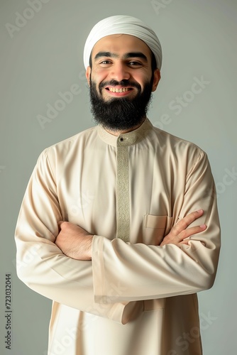 Smiling Islamic Man in Studio, Cultural Diversity Portrait