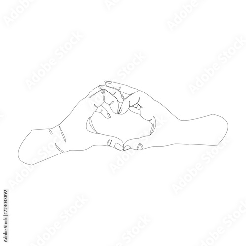 Hands showing a heart. Concept for wall art, logo, card, banner. Love, relationship, Valentines day concept.Vector illustration isolated on white background.