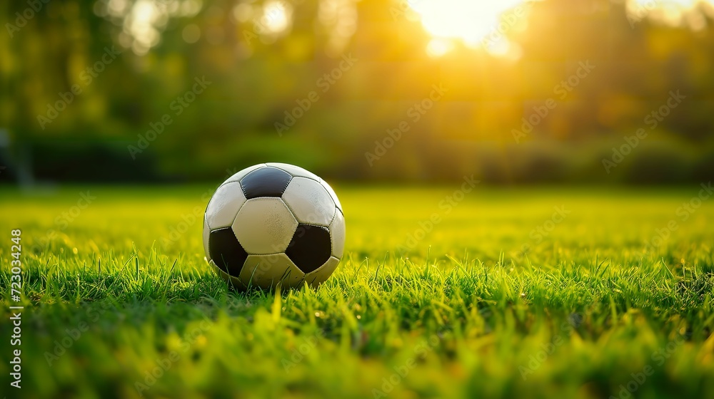 Fototapeta premium Soccer Action, Dynamic Play with Soccer Ball on the Field