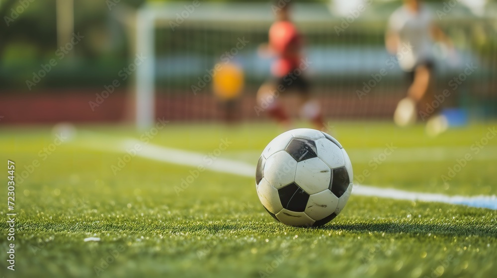 Soccer Action, Dynamic Play with Soccer Ball on the Field Soccer Action, Dynamic Play with Soccer Ball on the Field