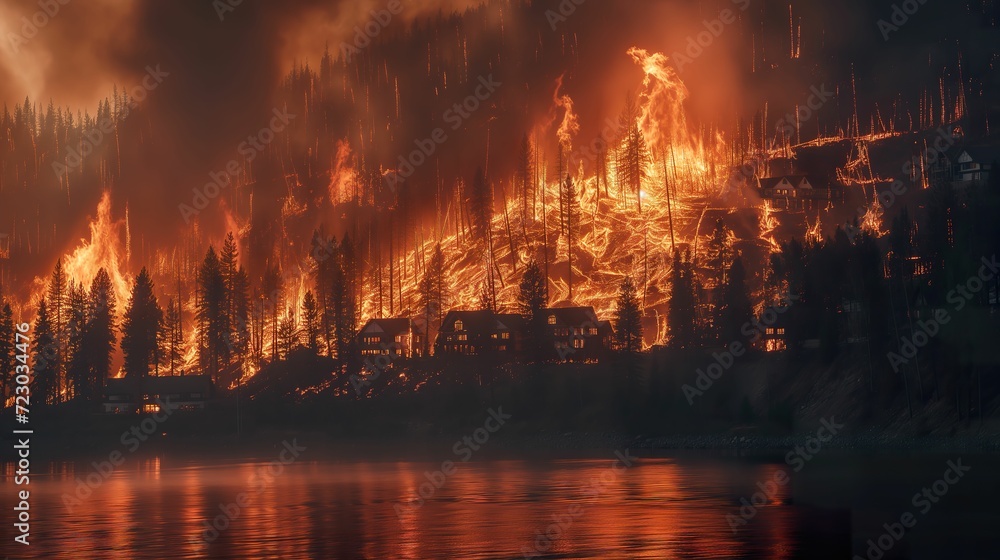 Climate Change Crisis, Wildfire Engulfs Town in Devastating Flames