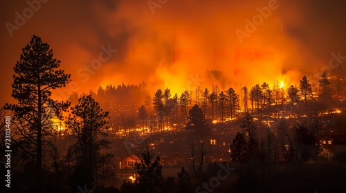 Climate Change Crisis  Wildfire Engulfs Town in Devastating Flames
