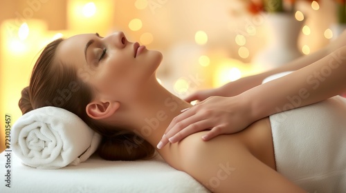 Rejuvenating Massage Experience, Young Woman in Spa Salon