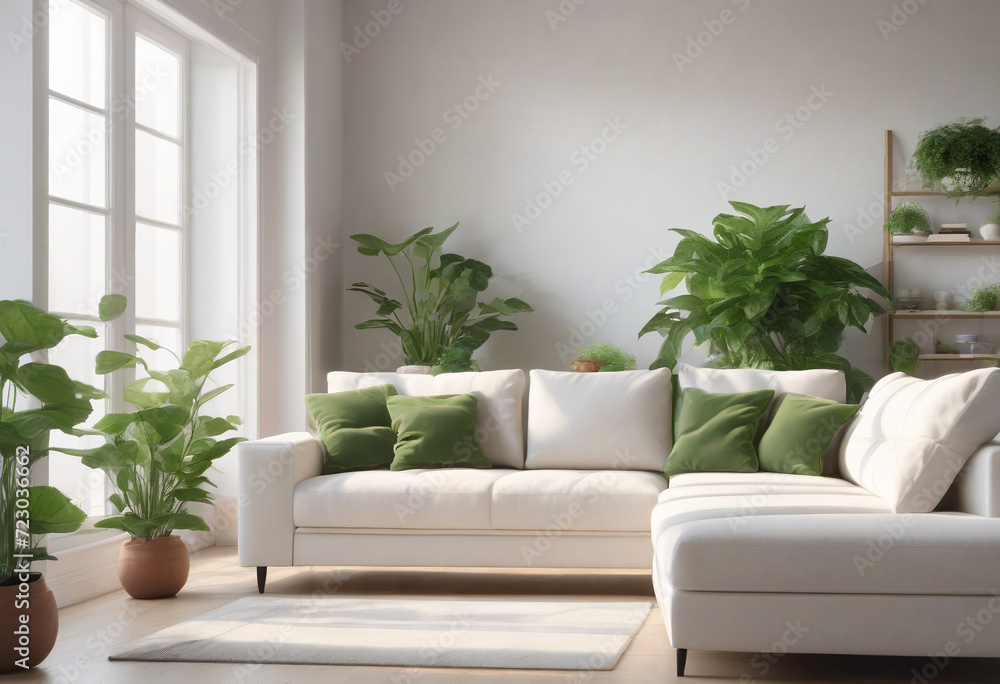 modern living room with sofa with plants modern living room with sofa with plants