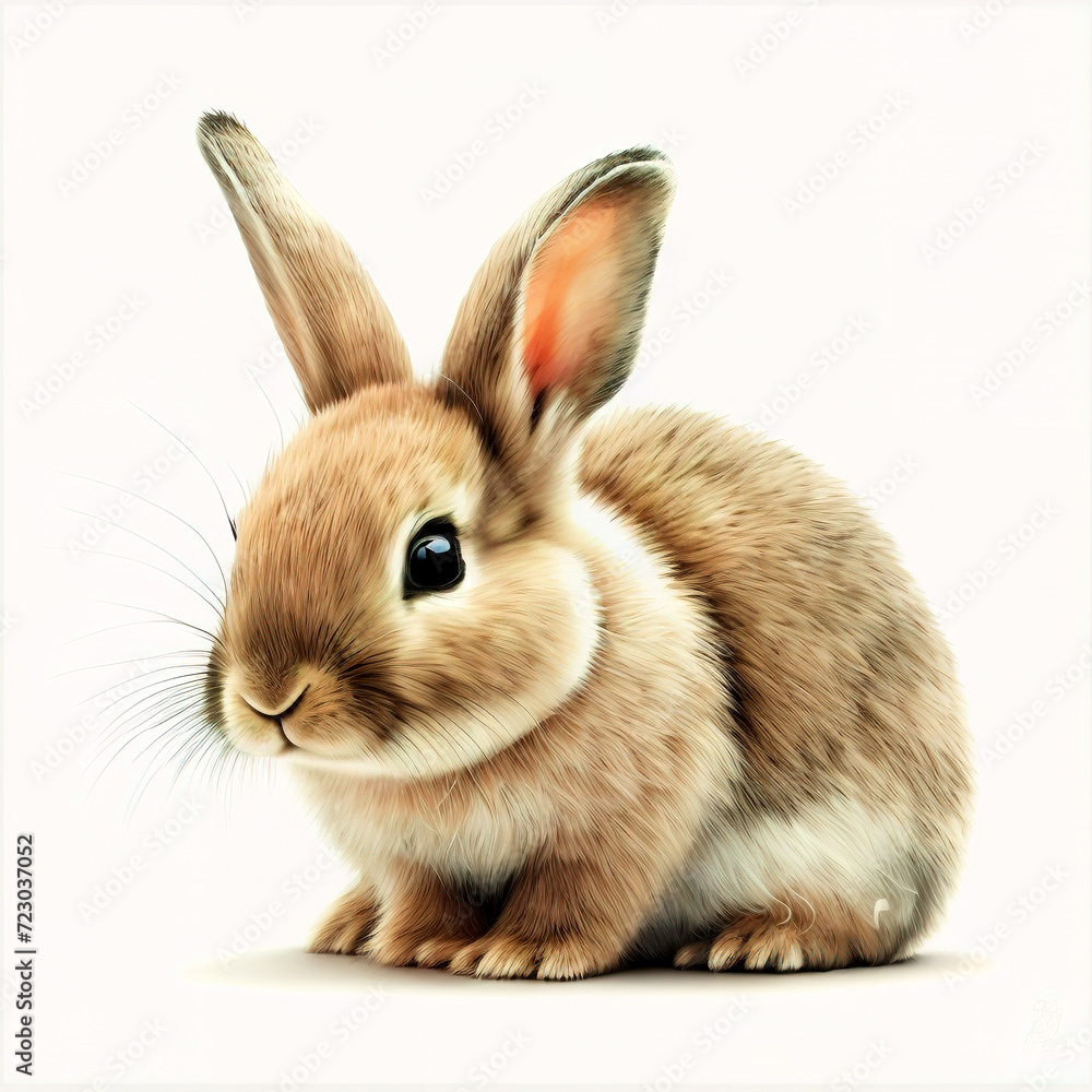 Fototapeta premium Adorable Bunny Bliss on a White Canvas