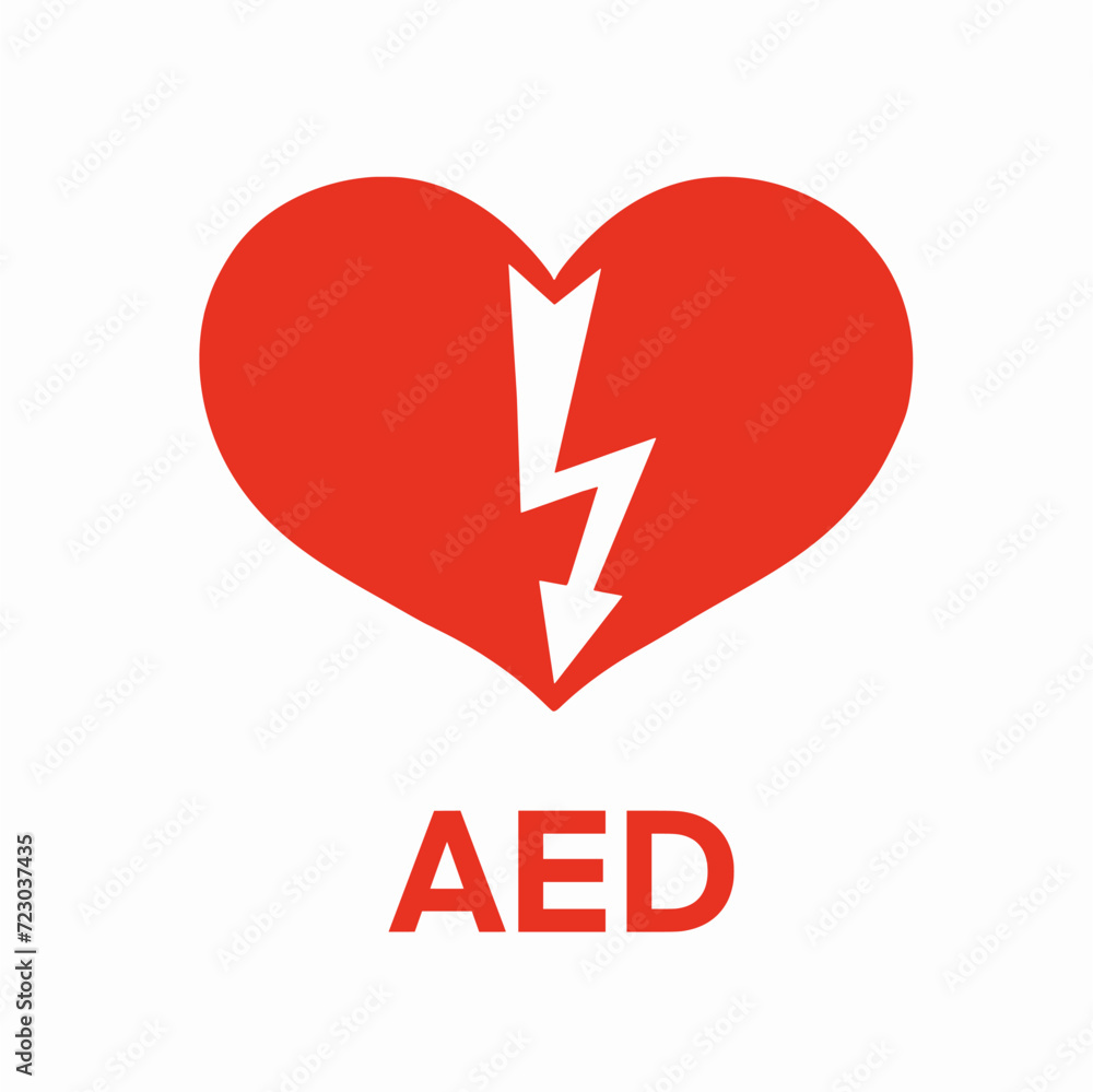 heart with arrow,AED Automated External Defibrillator sign, Red heart with lightning arrow isolated on white background, Illustration vector design heart with arrow,AED Automated External Defibrillator sign, Red heart with lightning arrow isolated on white background, Illustration vector design