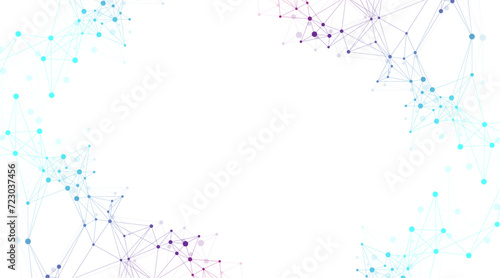 Abstract tech network connection dots. Digital technology and big data analysis background. White background with plexus lines. Geometric background with abstract mesh