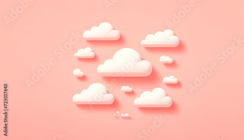 Sfondo rosa con nuvolette 3D bianche photo