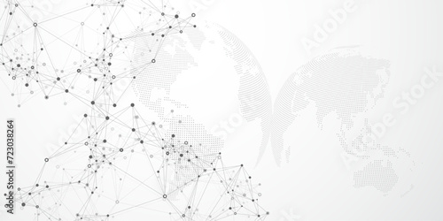 Global network connection banner design template. Header social network communication in the global business concept. Big data visualization. Internet technology