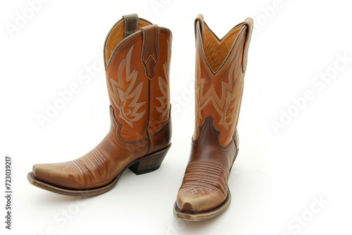 Authentic Western Cowboy Boots Isolated on White - Ideal for Rugged Fashion and Traditional Western Wear