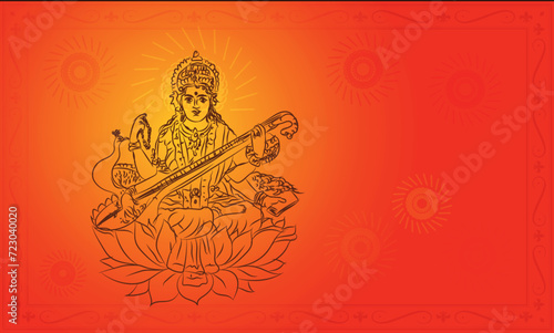 goddess saraswati wallpaper vector design.