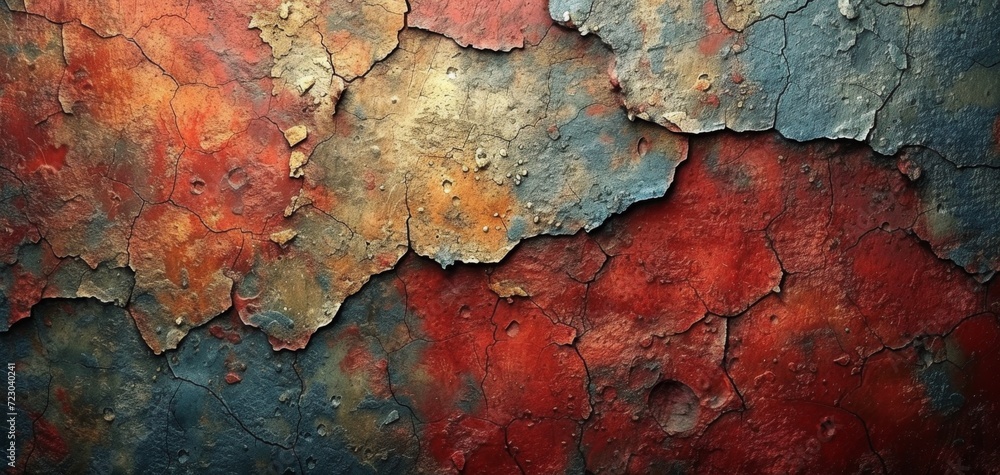 Abstract Rusty Metal Texture with Cracks. - obrazy, fototapety, plakaty 