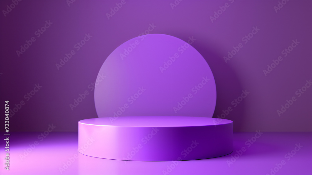 A Purple cylinder pedestal podium display, empty room background A Purple cylinder pedestal podium display, empty room background